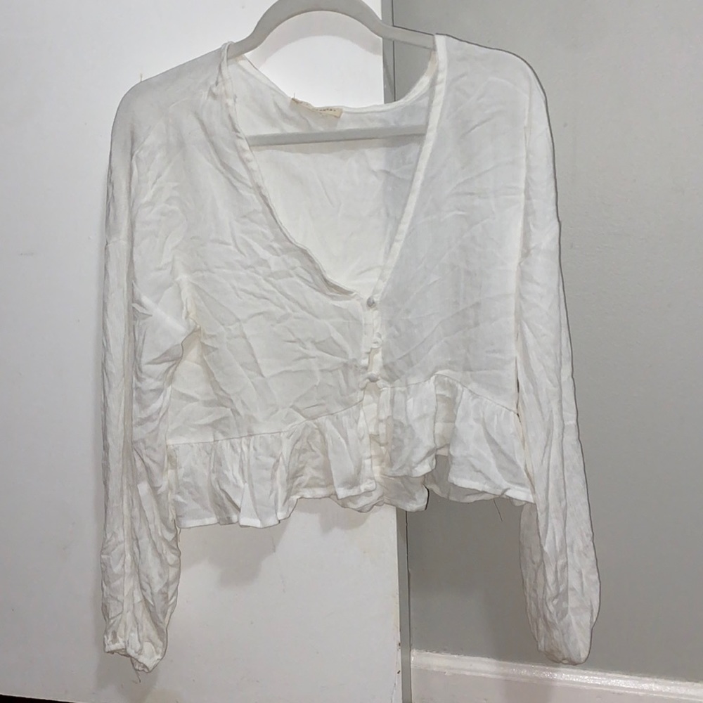 LA hearts white long sleeve blouse